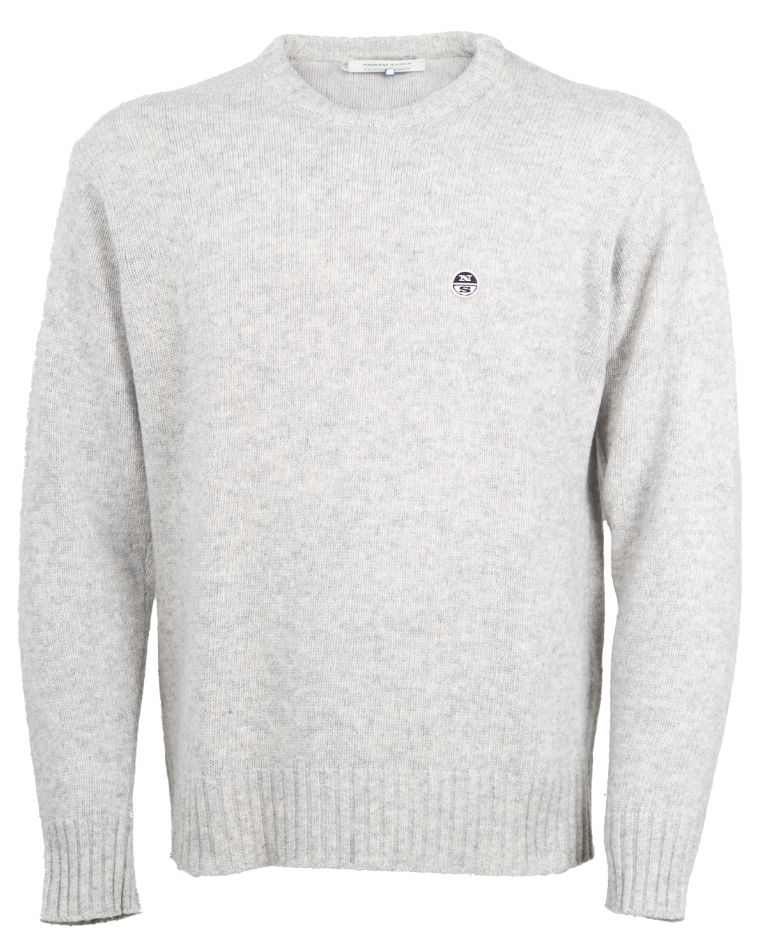 Maglione Girocollo Uomo North Sails Grigio Chiaro Mélange Vintage Anni 2000 con Patch Logo NS Ricamato