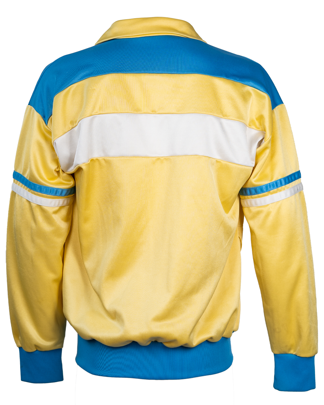 Felpa Track Jacket Uomo LC Giallo e Azzurro Vintage Anni 70-80 in Acetato con Logo Monogramma - foto 2
