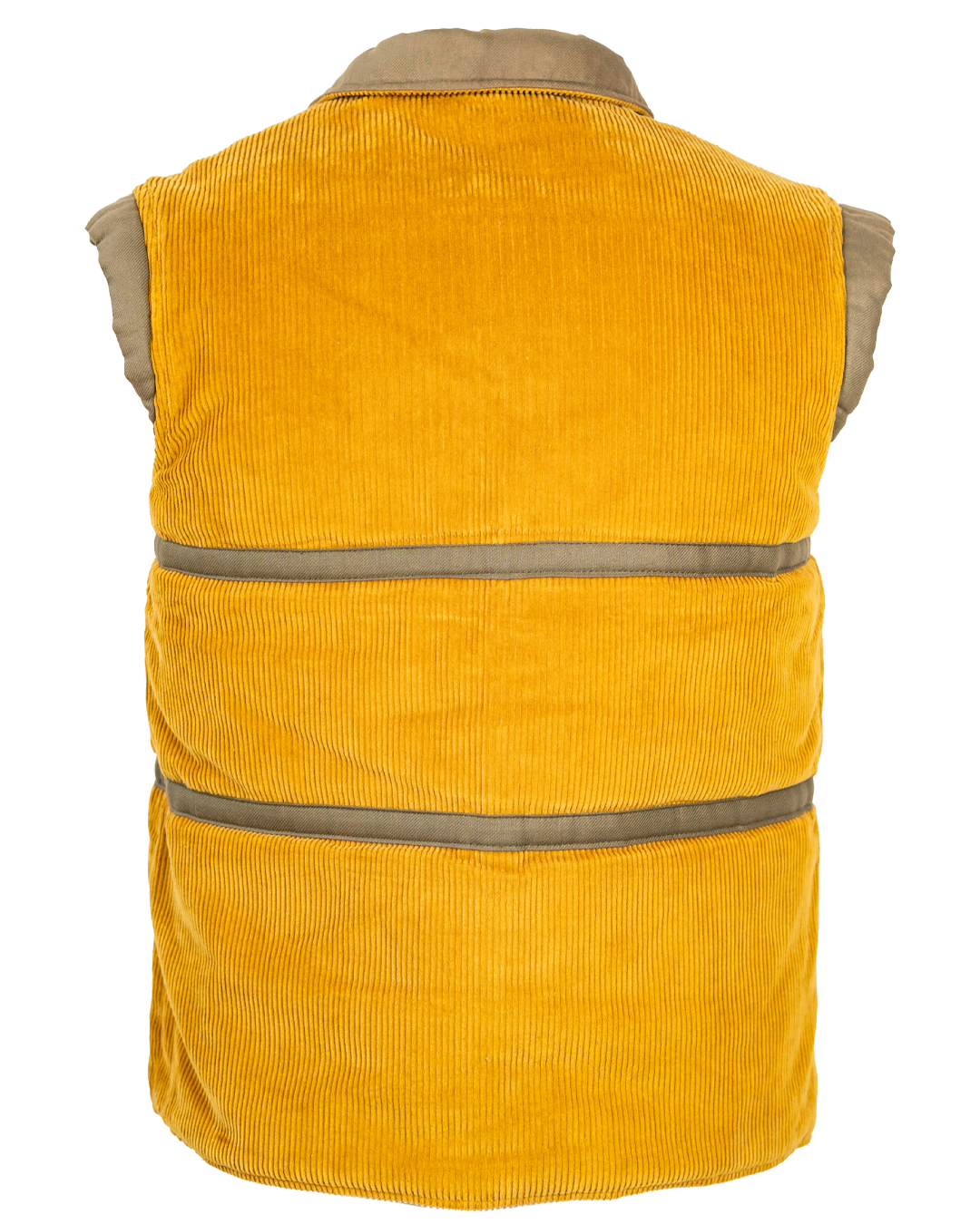 Gilet Imbottito Uomo Gio Rossetti Giallo Senape Velluto a Coste con Bande Verde Oliva Vintage Anni 80-90 - foto 2