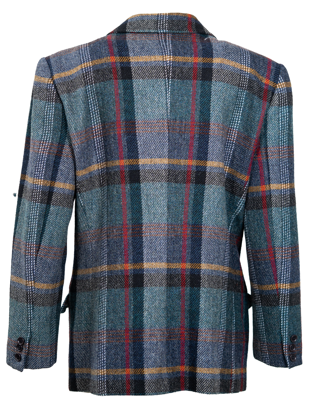 Blazer Donna Missoni Tartan Blu e Verde Petrolio Vintage Anni 80 con Fermaglio in Metallo Made in Italy - foto 2