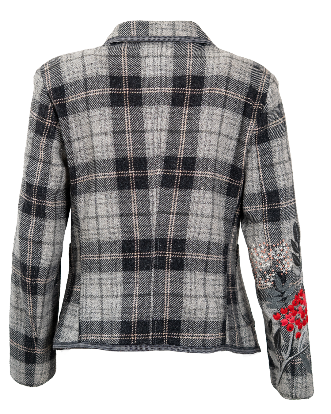 Giacca Blazer Donna Marithé François Girbaud Tartan Grigio con Ricamo Bacche sulla Manica Made in Italy - foto 2