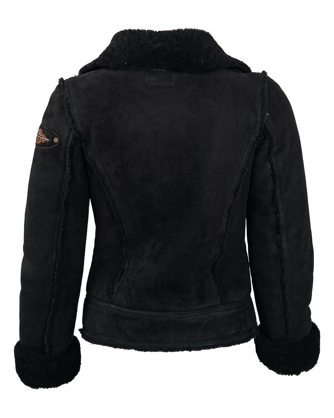 Giacca Montone Donna Diesel Nera Biker con Zip Obliqua e Collo in Shearling Vintage Anni 2000 - foto 2