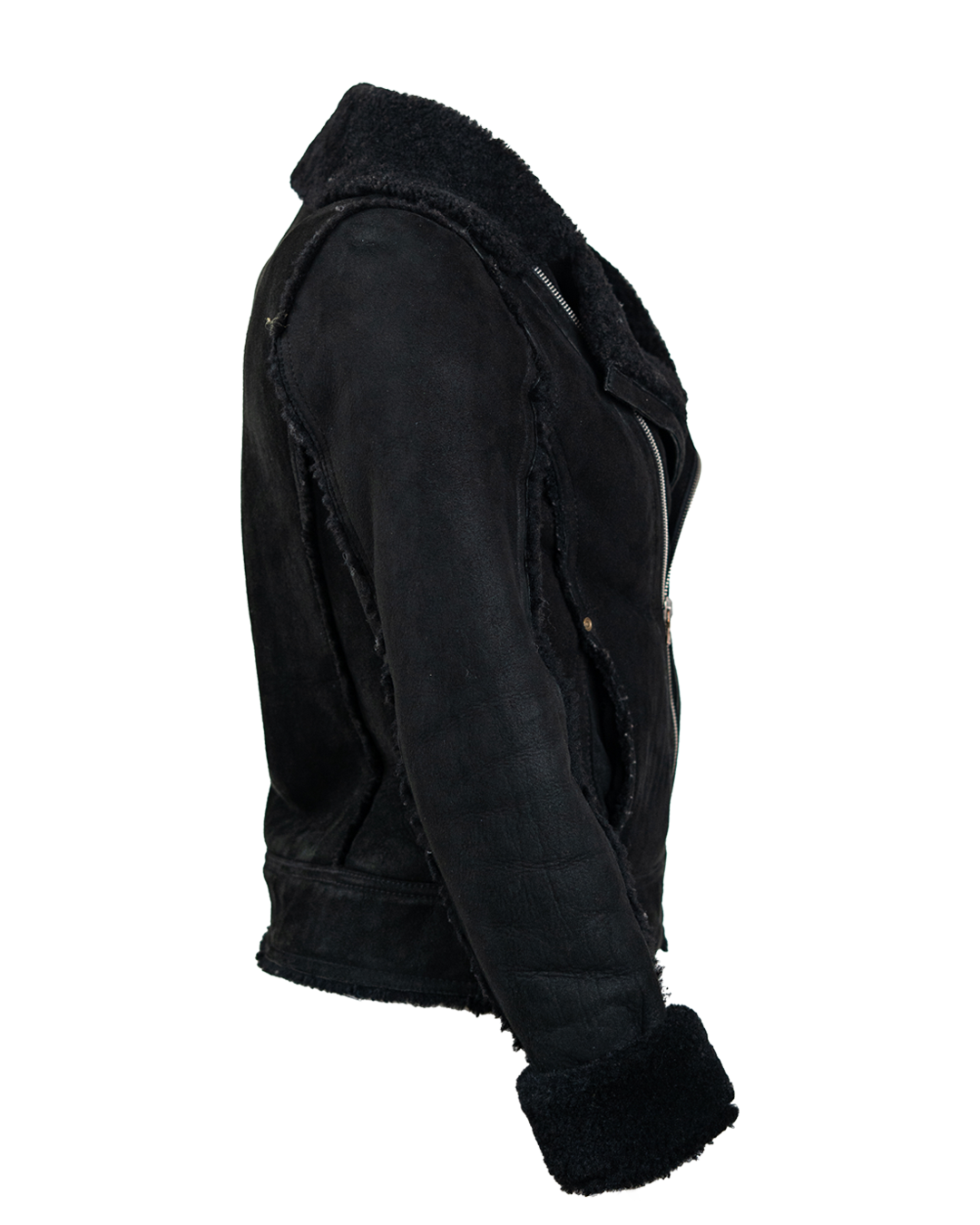 Giacca Montone Donna Diesel Nera Biker Con Zip Obliqua E Collo In Shearling Vintage Anni 2000 3 Giacca Montone Donna Diesel Nera Biker Con Zip Obliqua E Collo In Shearling Vintage Anni 2000 - Foto 3