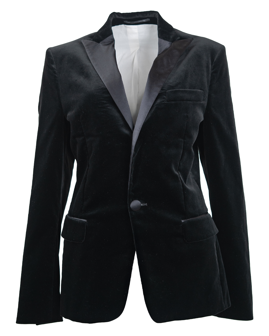 Giacca Smoking Uomo Dsquared2 Nera in Velluto con Revers a Lancia in Raso Hollywood Cut Made in Italy