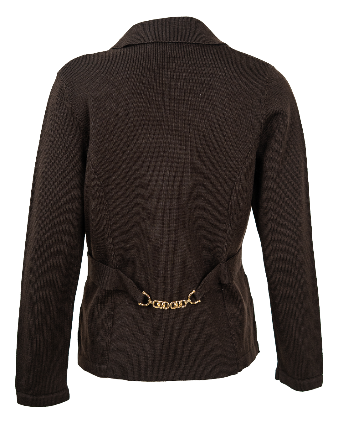 Cardigan Donna Luisa Spagnoli Marrone Cioccolato Stile Blazer con Catene Dorate Vintage Anni 90 Made in Italy - foto 2