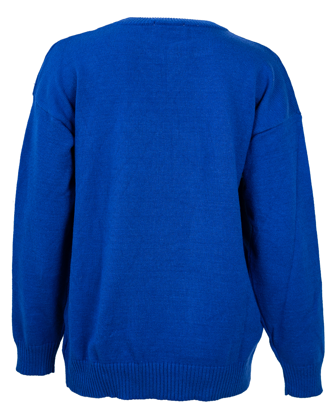 Maglione Unisex Ami Paris Blu Royal Girocollo con Logo Ami de Coeur Bianco Intarsiato Oversize - foto 2