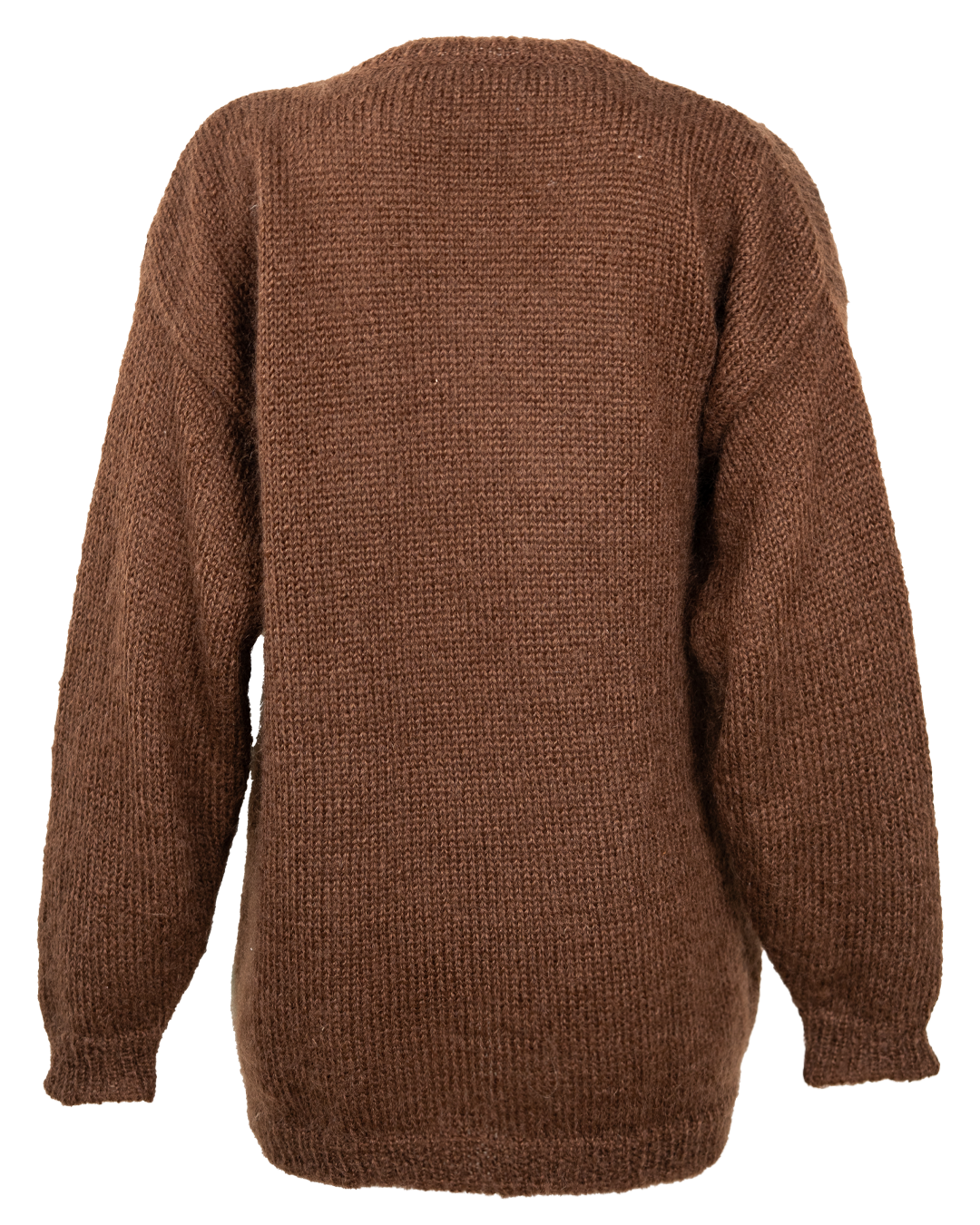 Maglione Donna Vintage Anni 80 Marrone con Intarsio Paesaggio di Villaggio Pastello e Ricami Oversize - foto 2