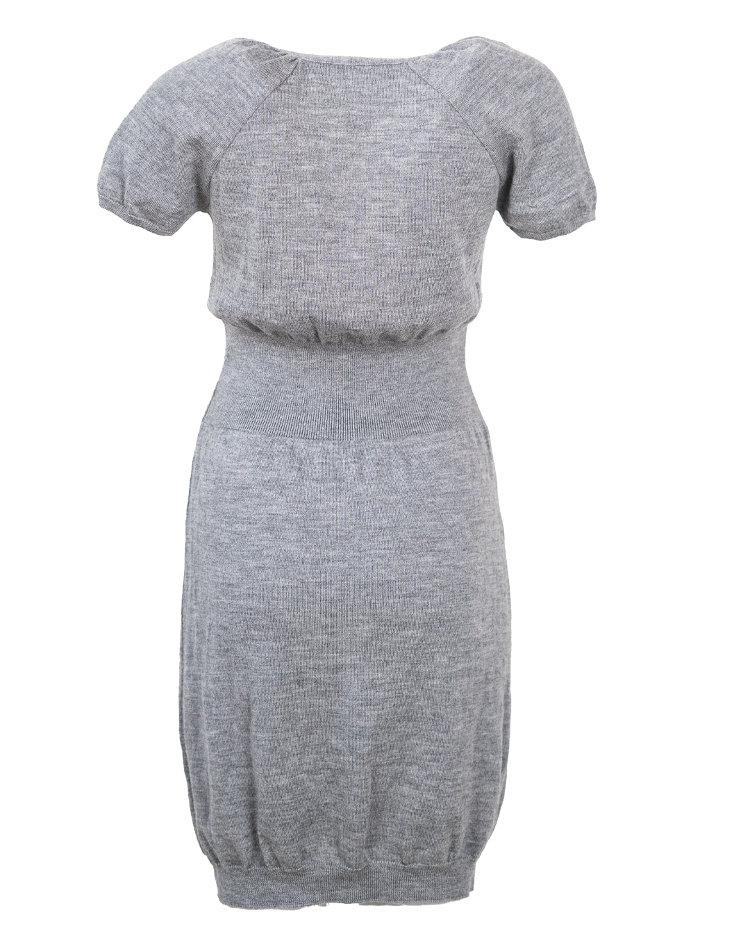 Abito in Maglia Donna Love Moschino Grigio Melange Vintage Anni 2000 Vita a Coste e Nastro allo Scollo - foto 2