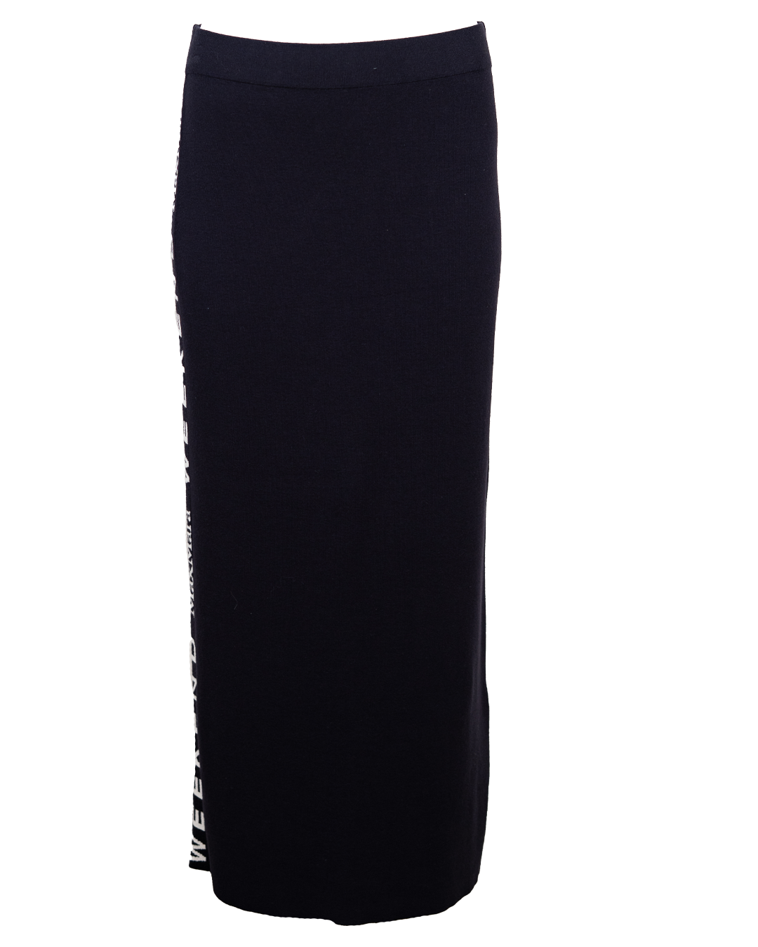 Gonna Lunga Donna Weekend Max Mara Blu Navy in Maglia con Banda Logo Jacquard Laterale e Spacchi