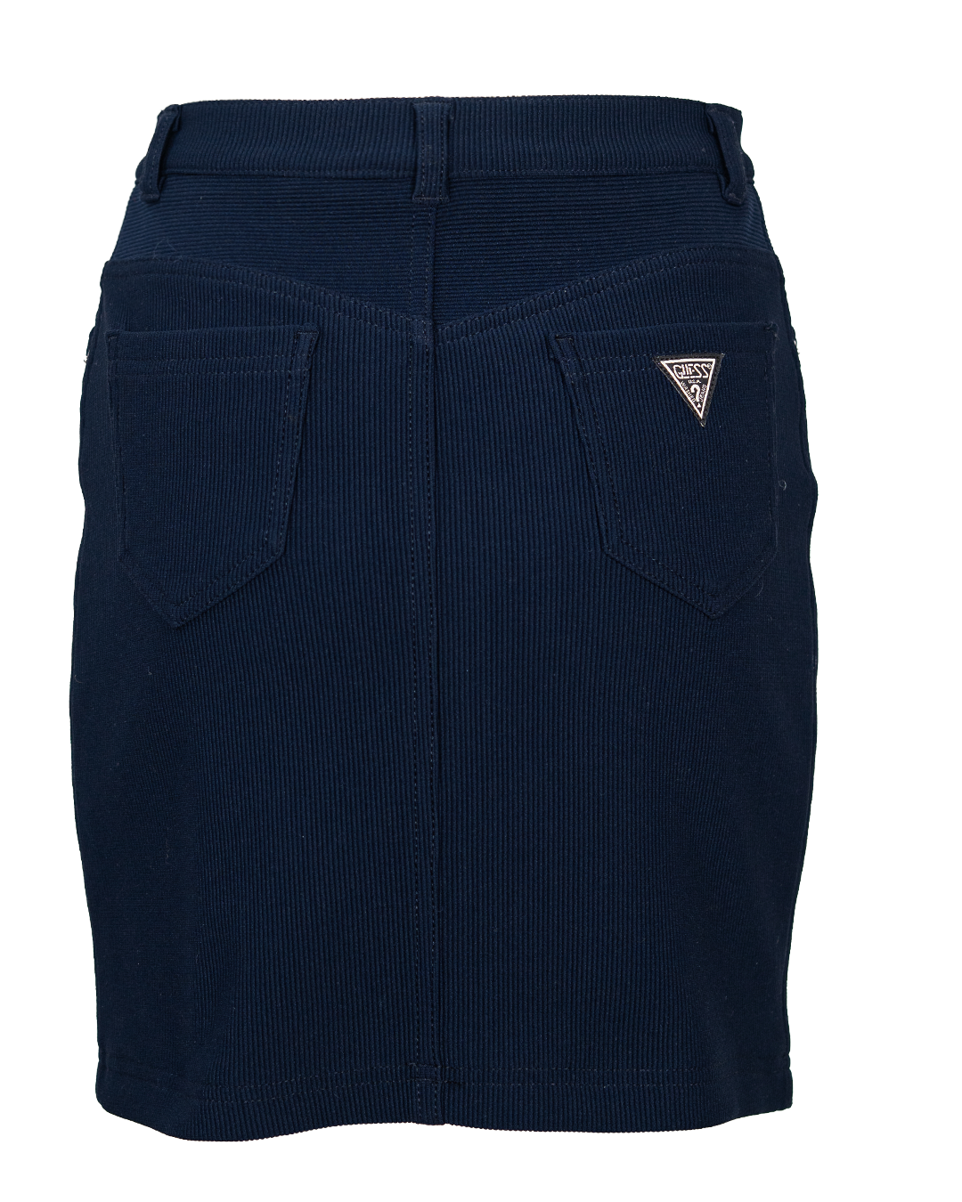Gonna Donna Guess Vintage Anni 90 Blu Navy a Coste Cinque Tasche con Logo Triangolo Washed Jeans - foto 2