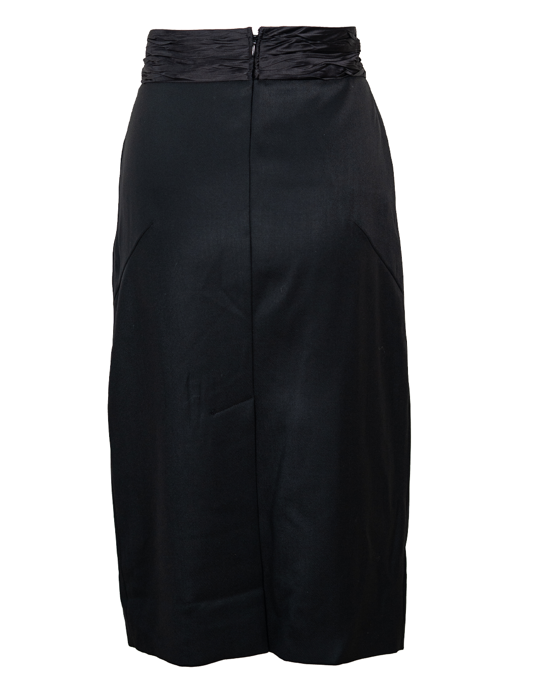 Gonna a Tubino Donna Prada Nera Vintage Anni 2000 con Fascia in Raso Drappeggiato Made in Italy