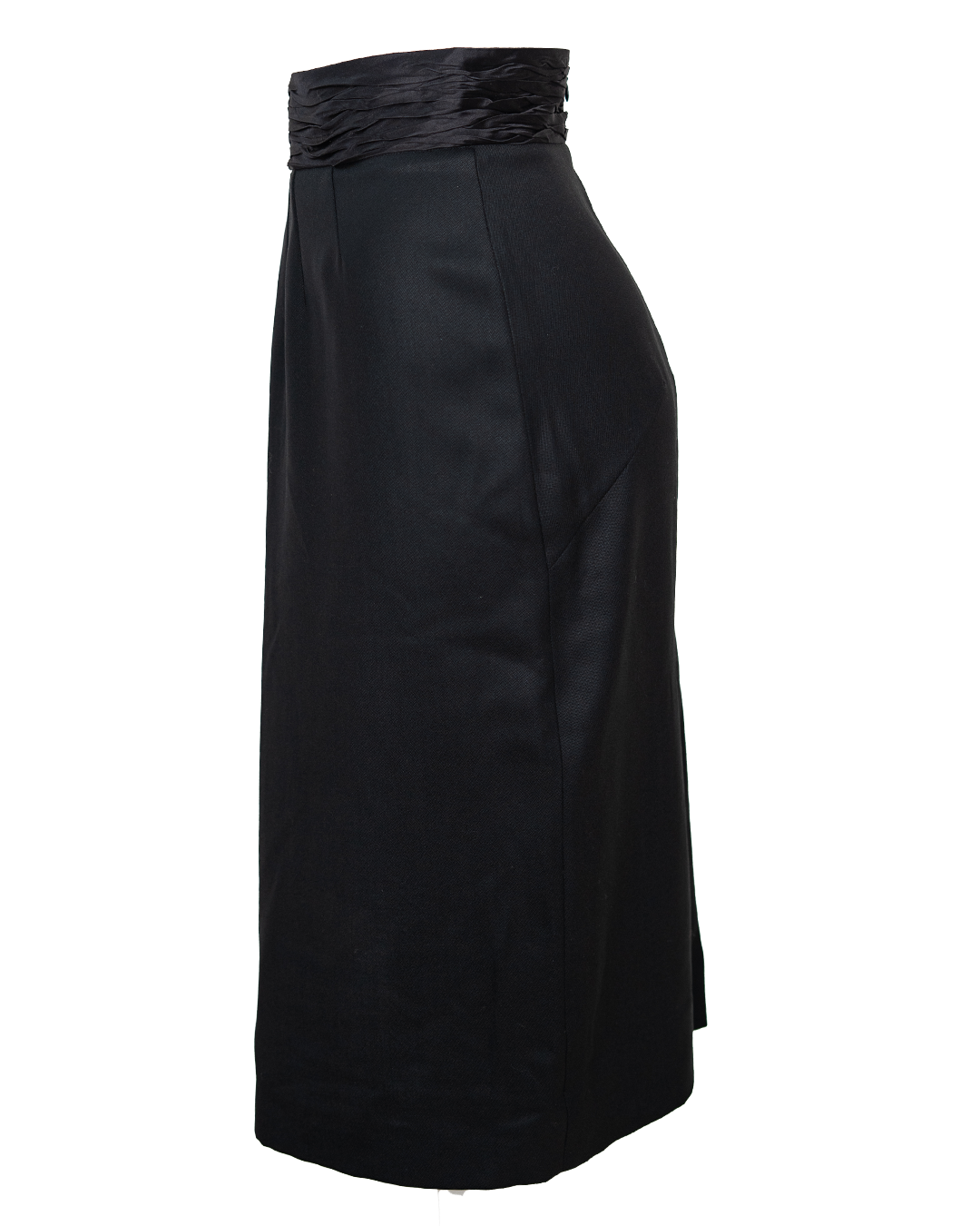 Gonna a Tubino Donna Prada Nera Vintage Anni 2000 con Fascia in Raso Drappeggiato Made in Italy - foto 2